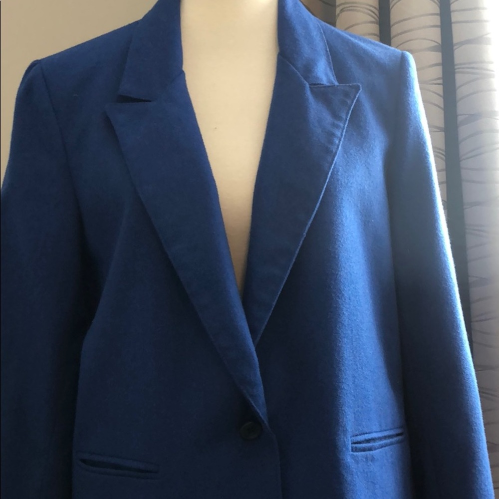 Vintage 80’s wool royal blue blazer - Picture 2 of 6